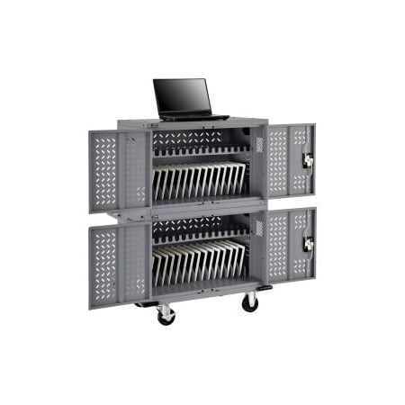 GLOBAL EQUIPMENT 32-Device Charging Cart For Chromebooks And Tablets, Gray, Assembled 670052GYA